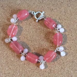 Cherry and Rose Quartz Beaded Bracelet